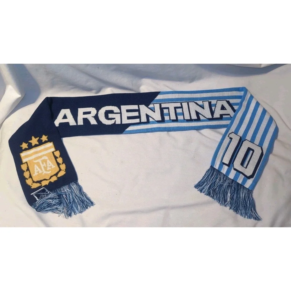 Messi #10 Oficial AFA Argentina Soccer Scarf Icon Sports Blue White Knit New